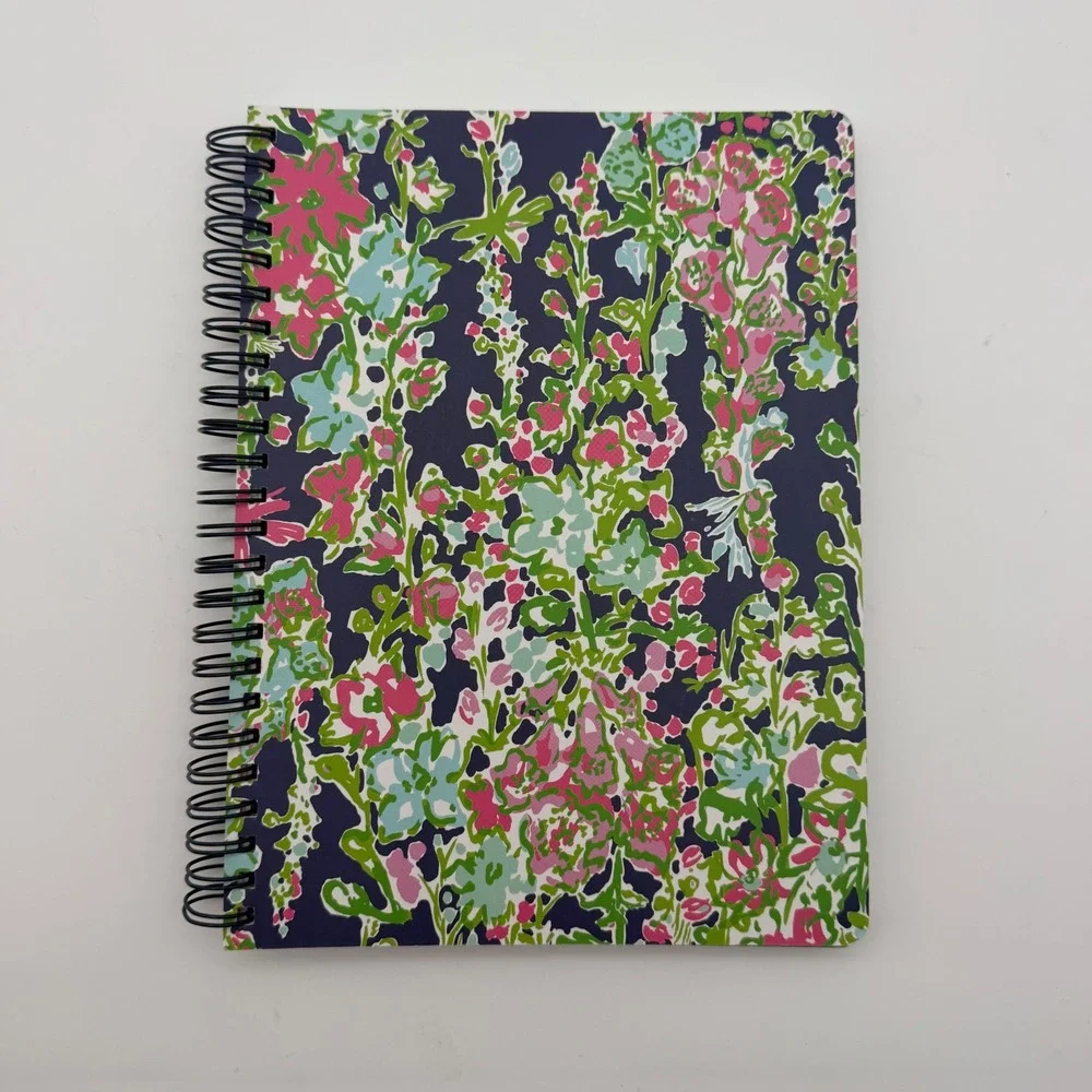 Lilly Pulitzer Floral Spiral Notebook Navy Pink Green Lined Journal Palm Beach